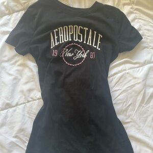 Aeropostale Black Tee with White and Pink Accents